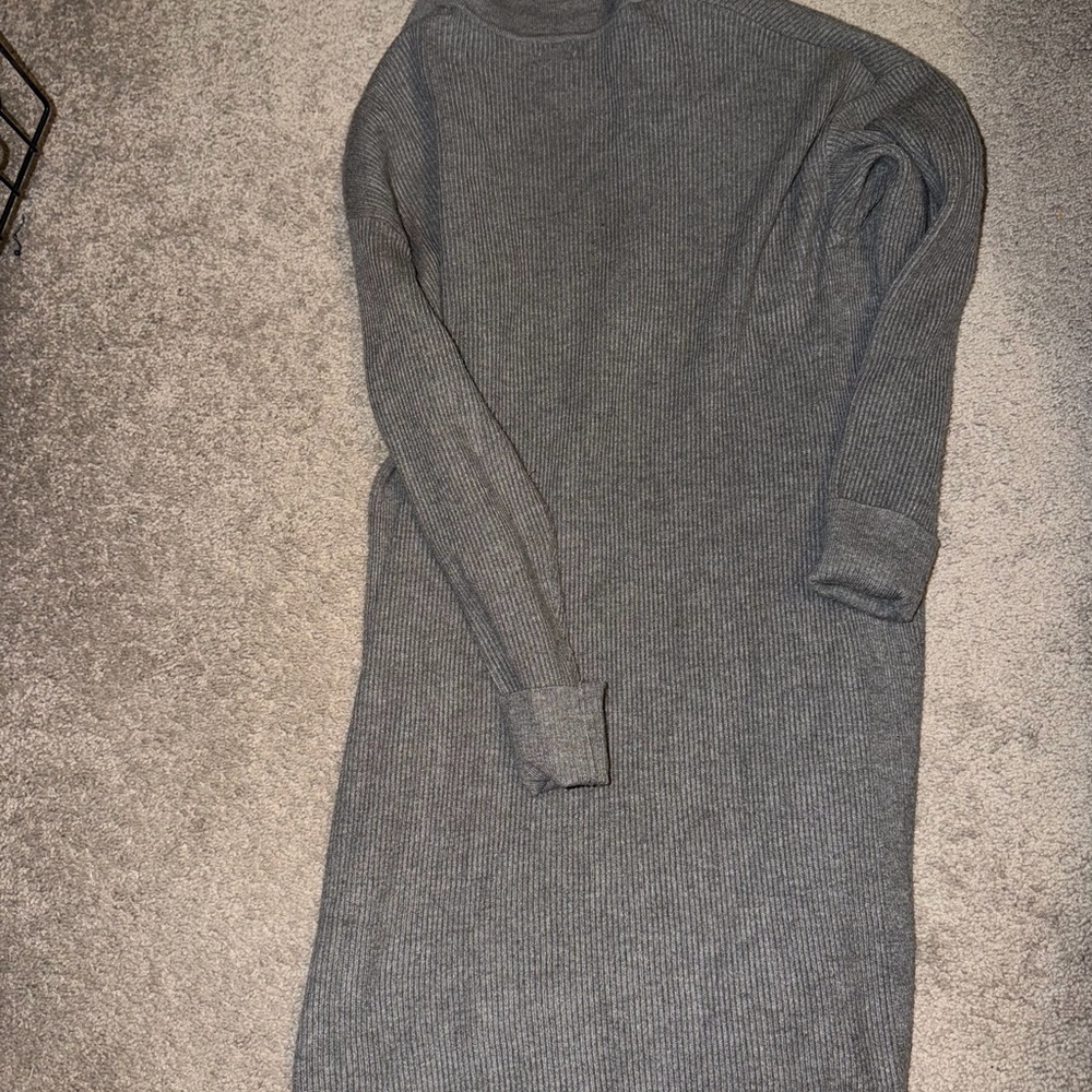 Gray Ribbed Knit Dress - Picture 2 of 2